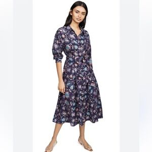 Xirena Ever Dress In Dark Ink Floral Midi Dress size Medium Women’s